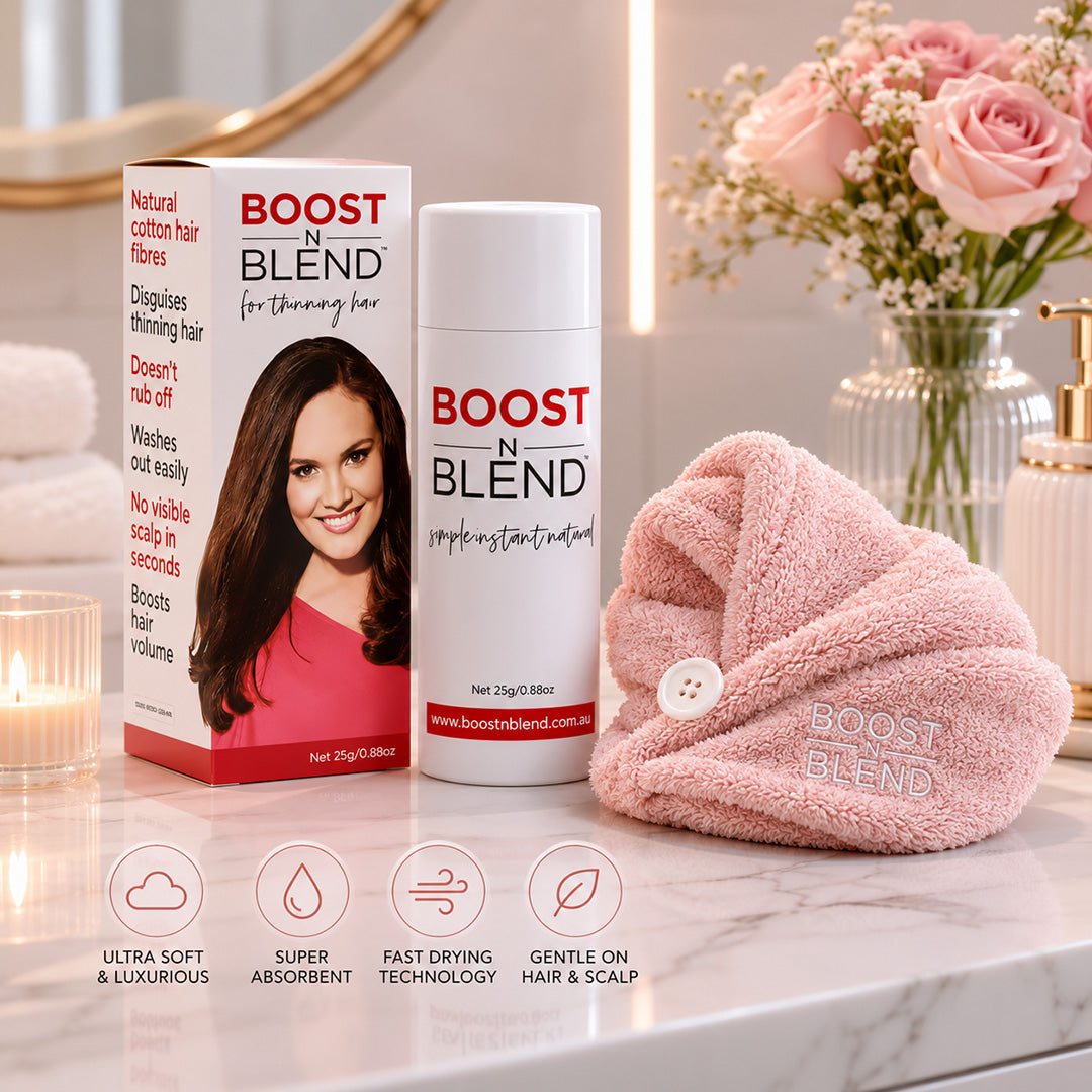 Hair fibres + Towel