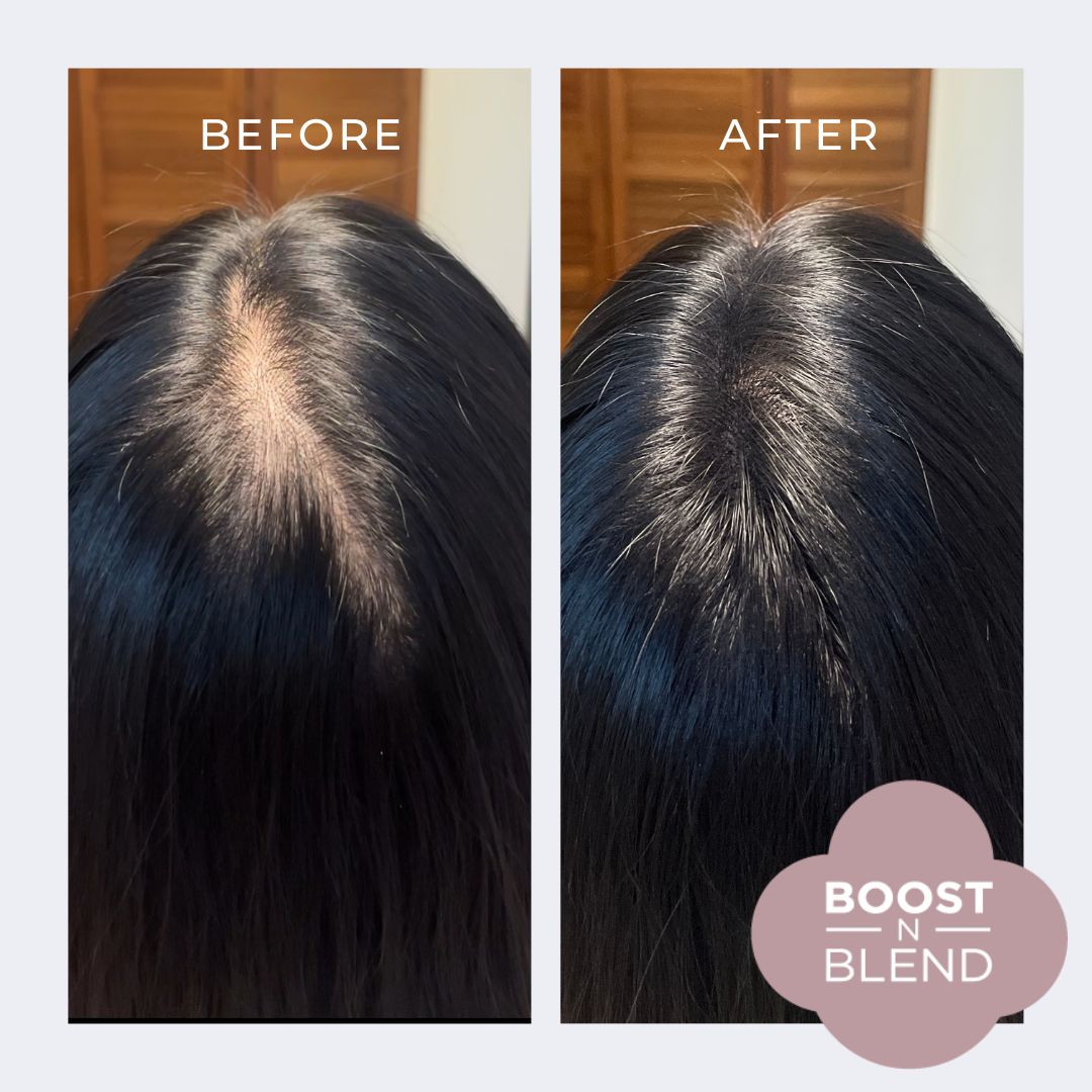 Before and After Boost N Blend #colour_midnight-shadow-black