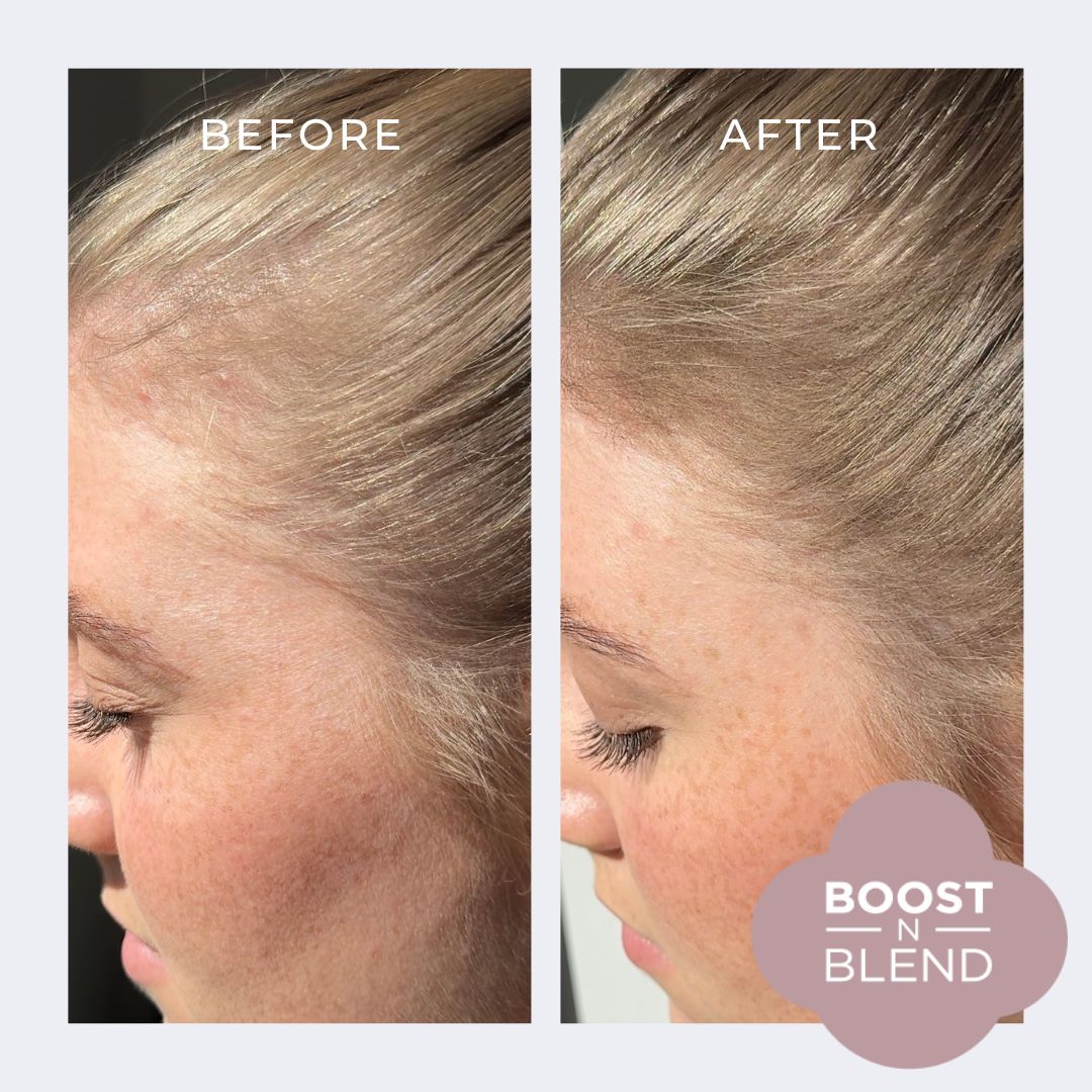Before and After Boost N Blend #colour_smooth-medium-brown