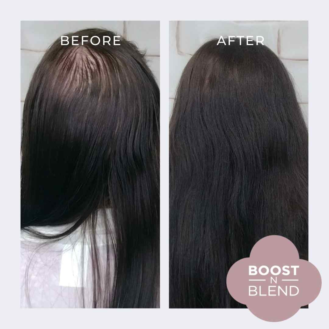Before and After Boost N Blend #colour_dusky-dark-brown
