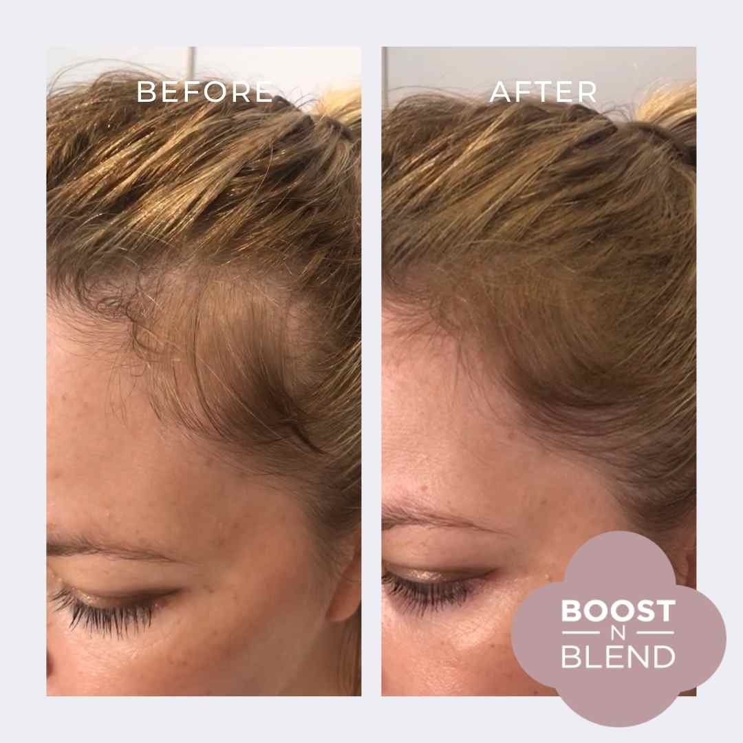 Before and After Boost N Blend #colour_lush-light-brown