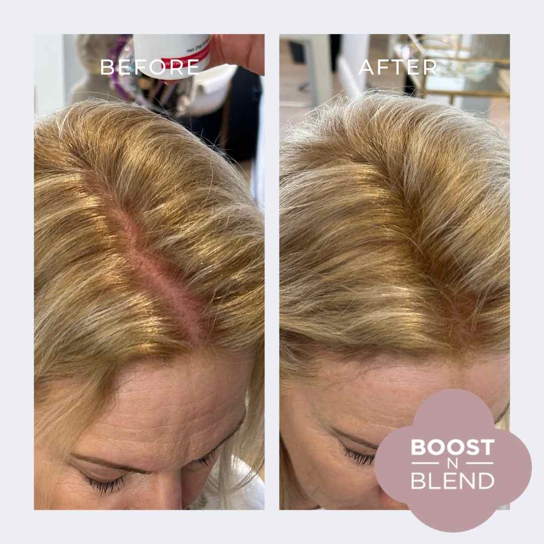 Before and After Boost N Blend #colour_lush-light-brown