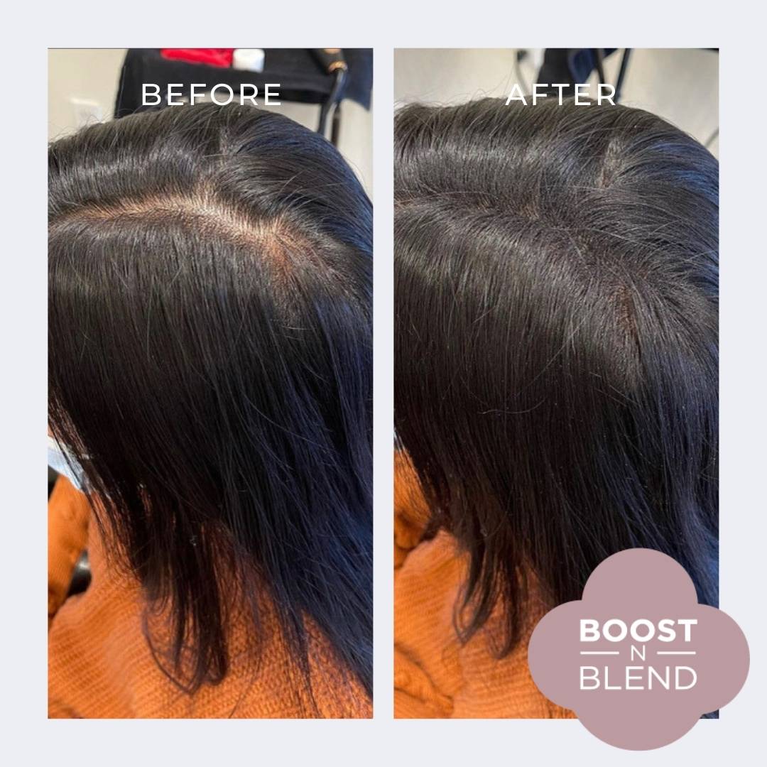 Black Boost N Blend Hair Fibres Before and After
