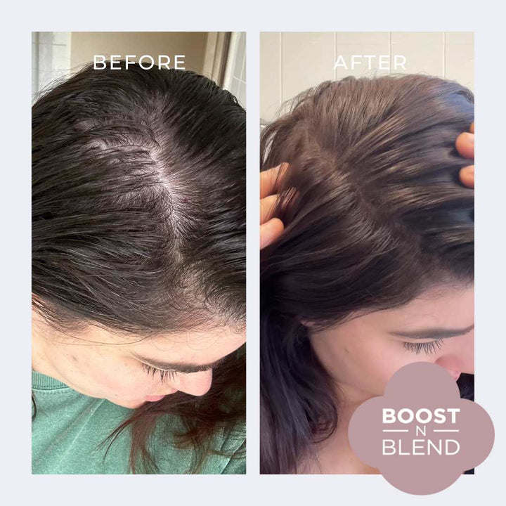 Before and After Boost N Blend #colour_dusky-dark-brown