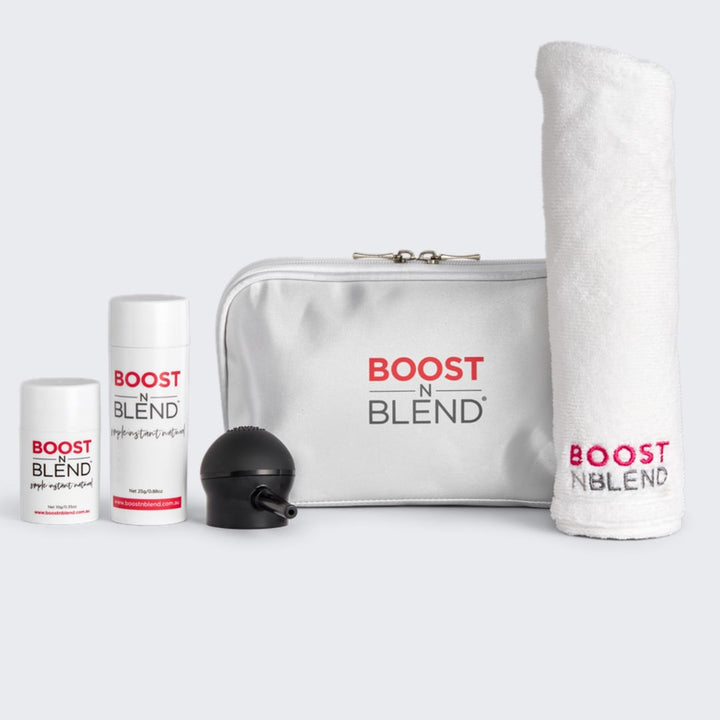 Value Bundle includes Starter Pack + Extra 10g Travel Size Fibres + Microfibre Towel